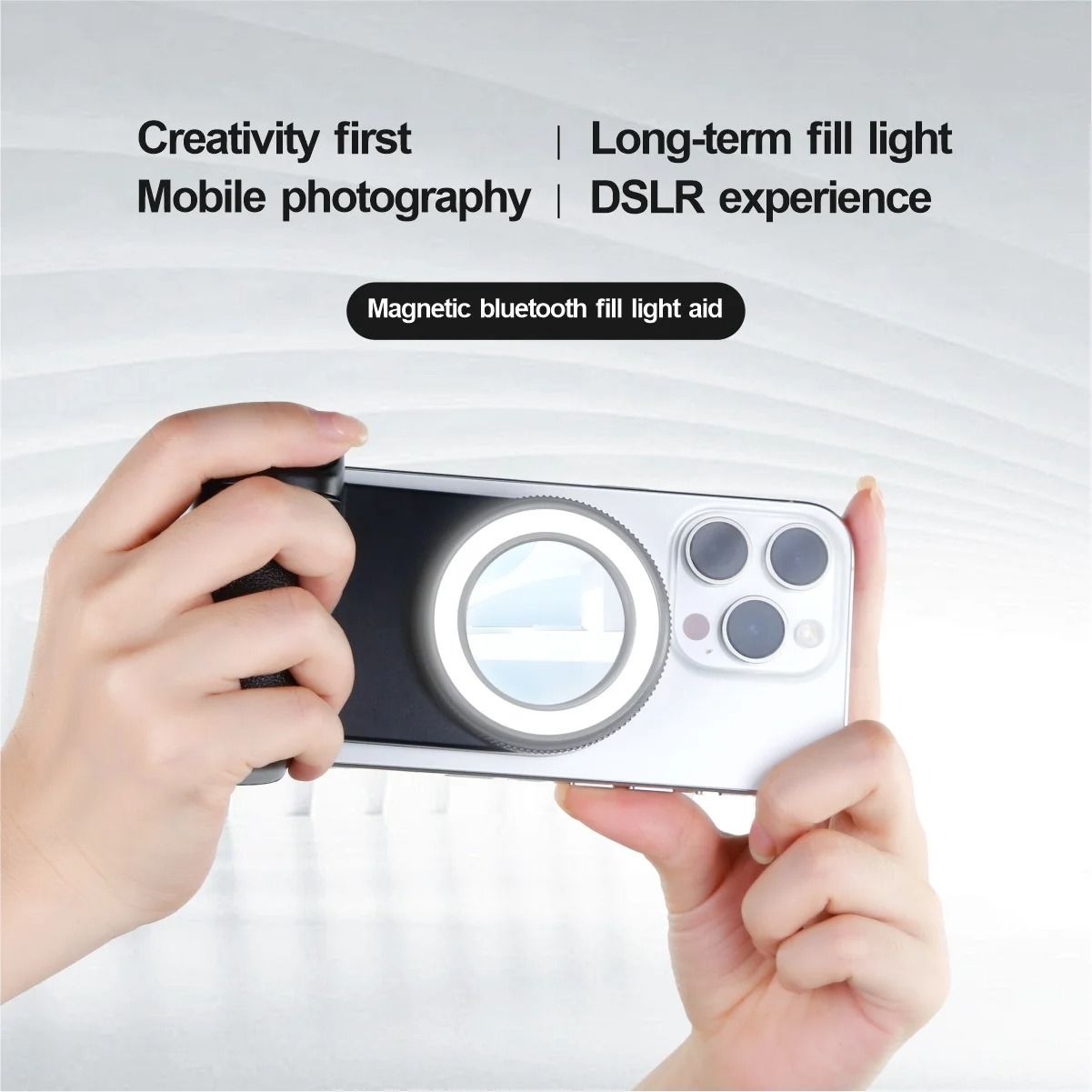 Magnetic Smartphone Camera Handle – Detachable 30M Bluetooth Remote with Fill Light – Anti-Shake Photo Bracket