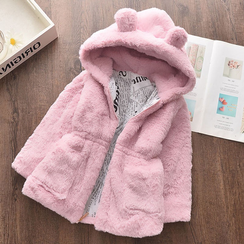 Hooded Parka Winter Baby Girls Clothes, Faux Fur Coat Fleece Jacket, Warm Snowsuit Outerwear Autumn Clothing