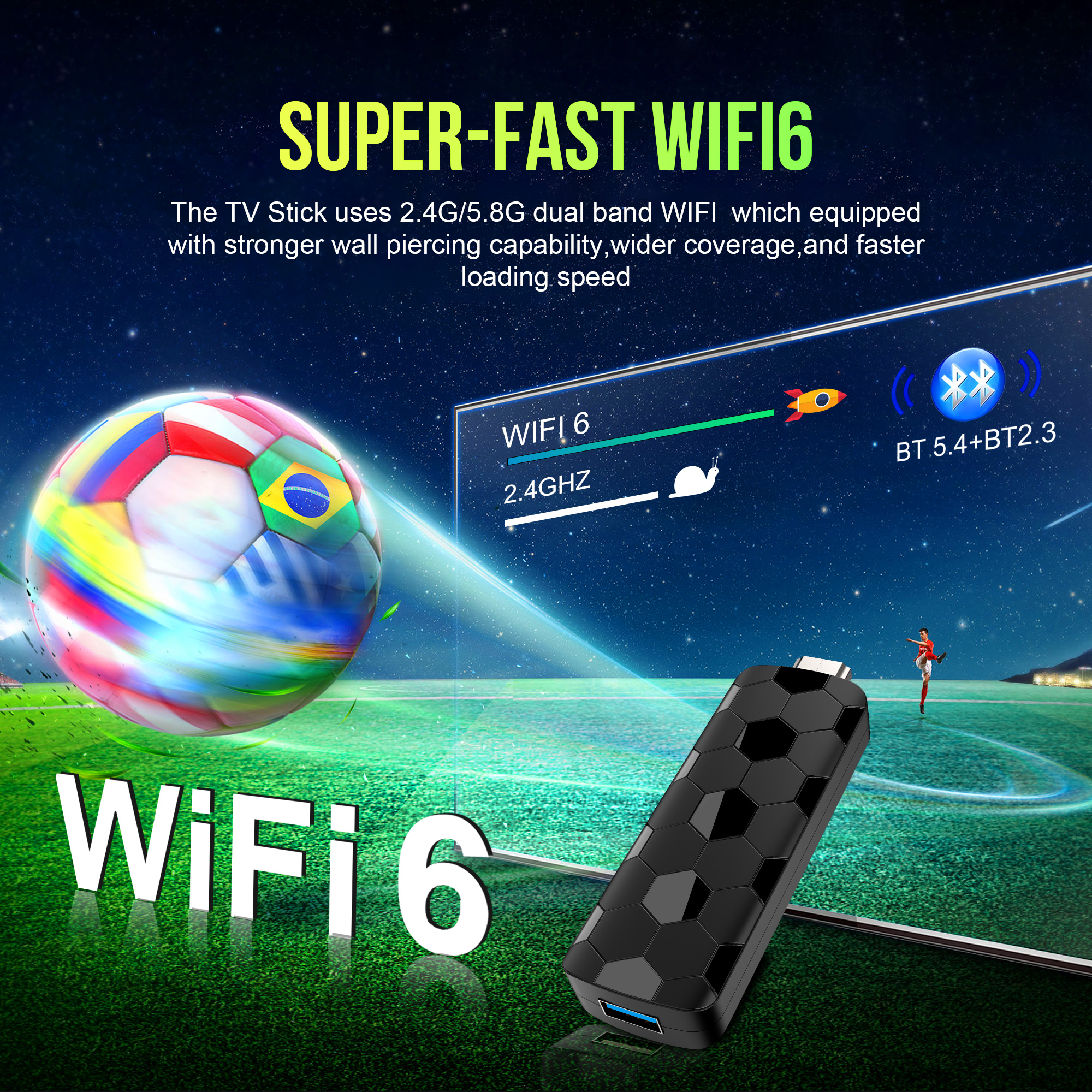 Mini TV Stick Wifi Android ATV RAM ROM Voice Remote Global Streaming TV Box