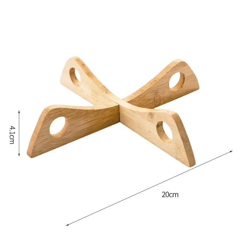 Cross Tray Holder Wooden Removable Table Mat, Anti-Heat Steam Resistant Kitchen Gadget, Non-Slip Household Wooden Mat