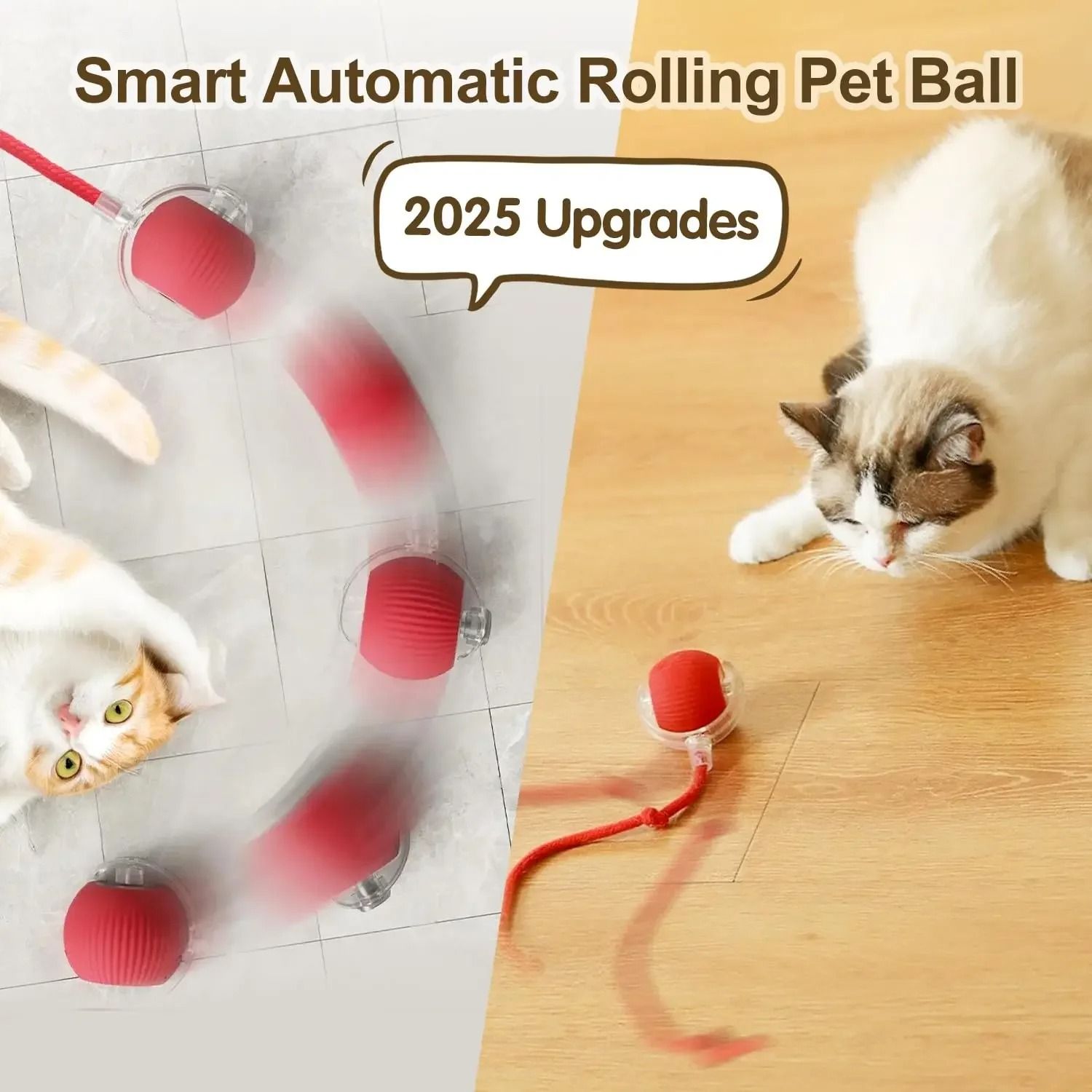 Smart Interactive Rolling Pet Ball with Tail