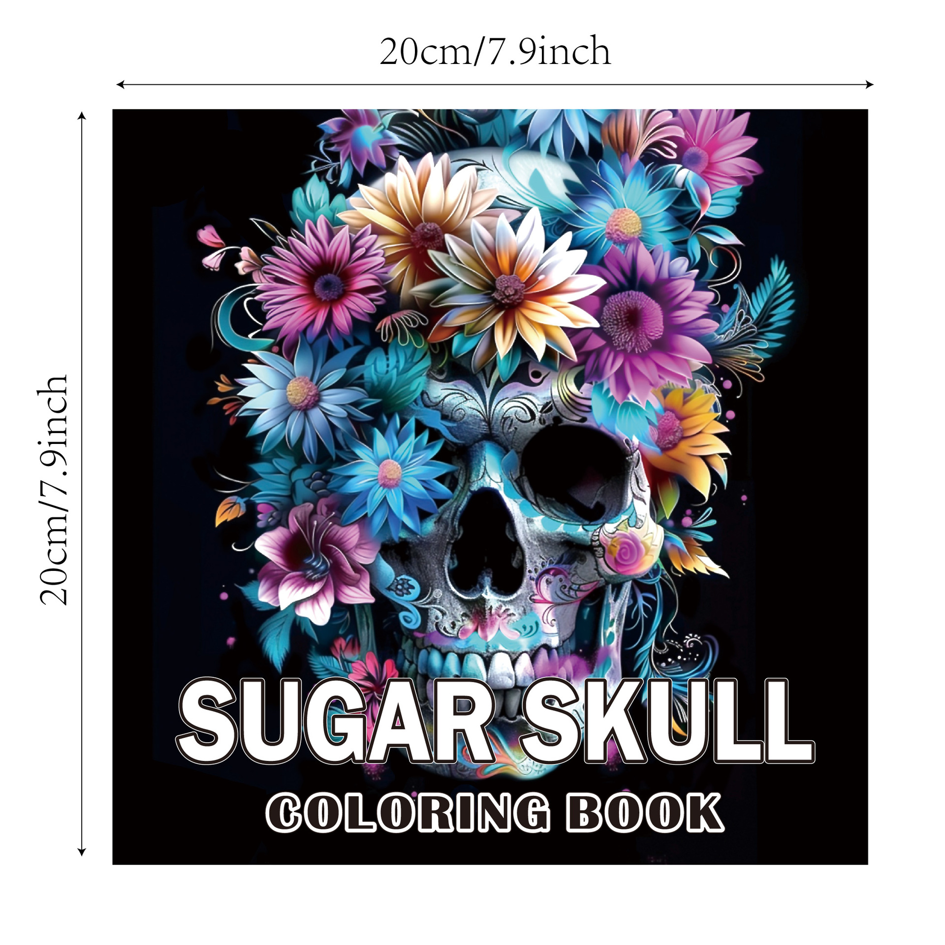 Bview Art Skull Adult Coloring Book, Gothic Doodle Art, 24 Pages of Detailed Designs