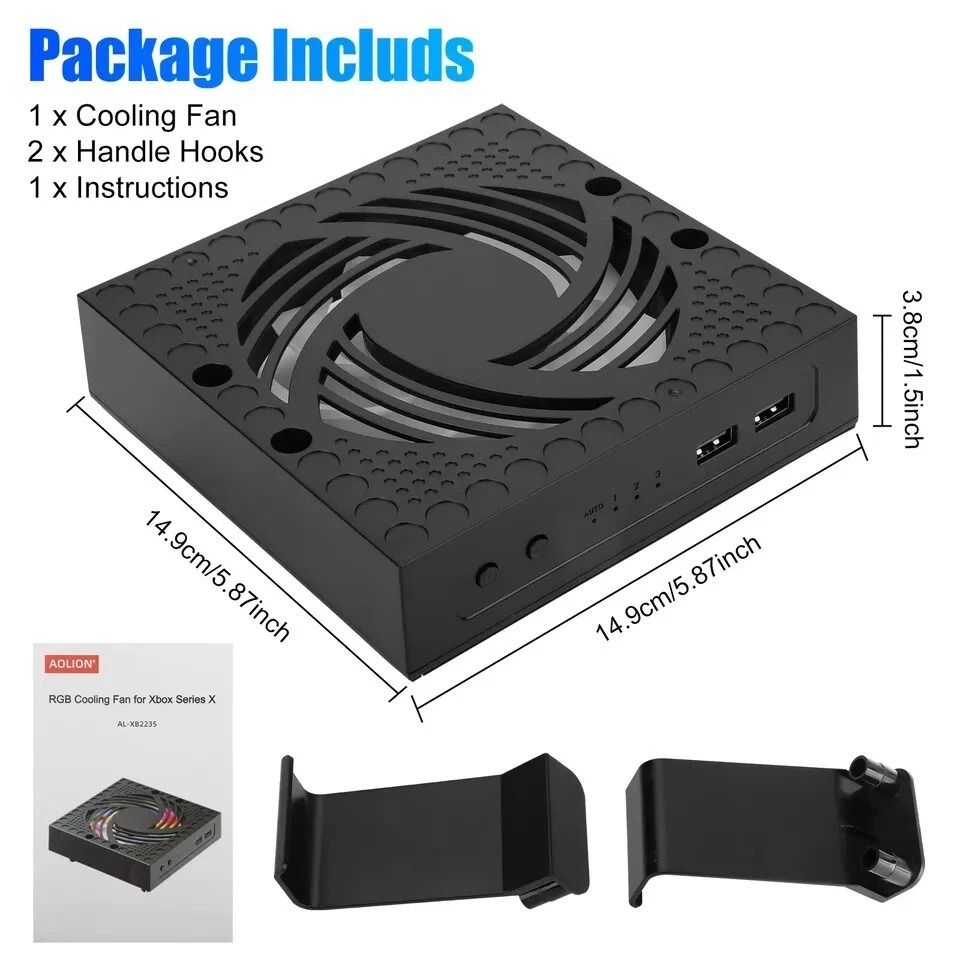RGB Cooling Fan Stand for Xbox Series X Vertical Cooler with Heat Sink & Airflow Booster