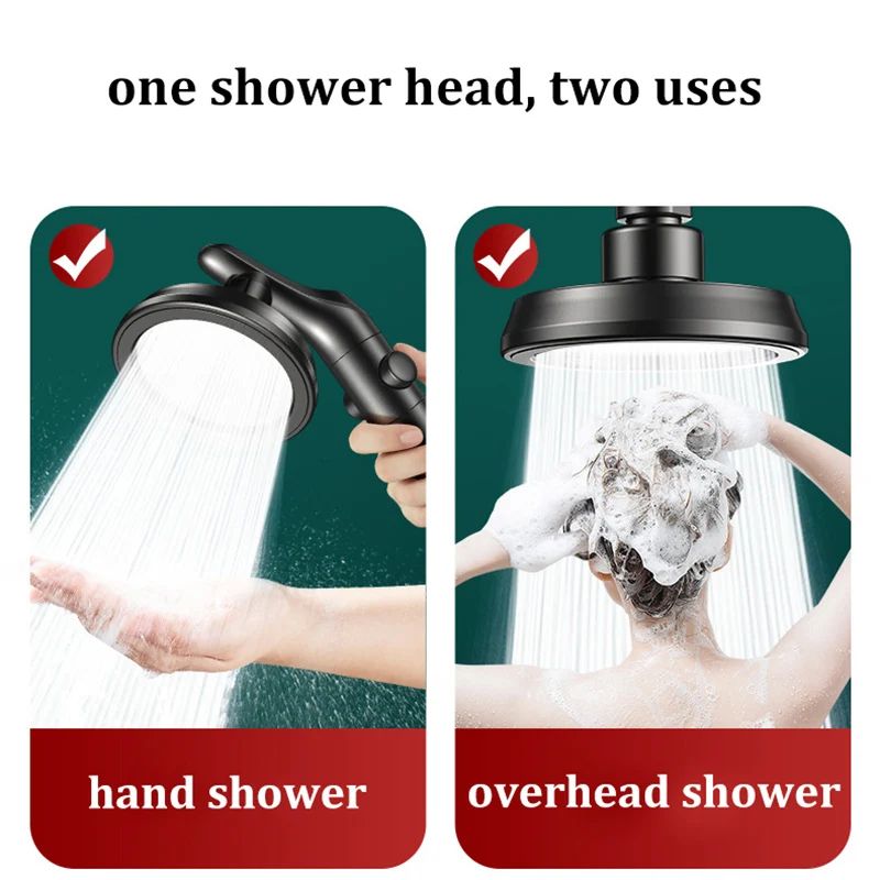 Dual Shower Head Set Handheld and Overhead High Pressure Shower Head