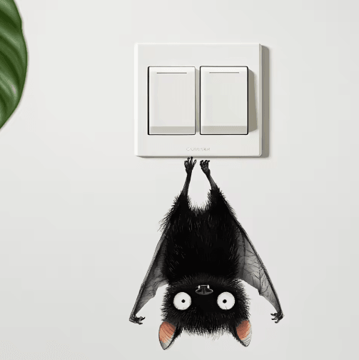 Black Bat Wall Decals – Self-Adhesive Home Wall Art (2pcs Set)
