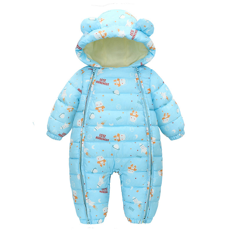 Hooded Autumn Winter Baby Snowsuit Plus Velvet Warm Baby Girl Romper Baby Boy Jumpsuit Infant Winter Overalls Coat Thick
