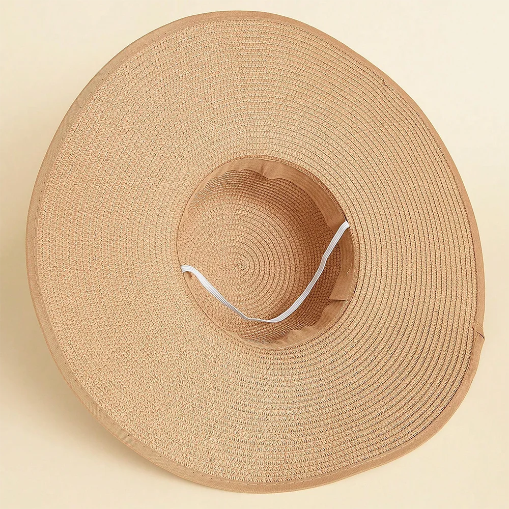 Brim Straw Hat Women's Summer Sun, Oversize Big Brim Hat, 1pc Women's Oversize, Seaside Bow Beach Hat, Suitable For Sun.
