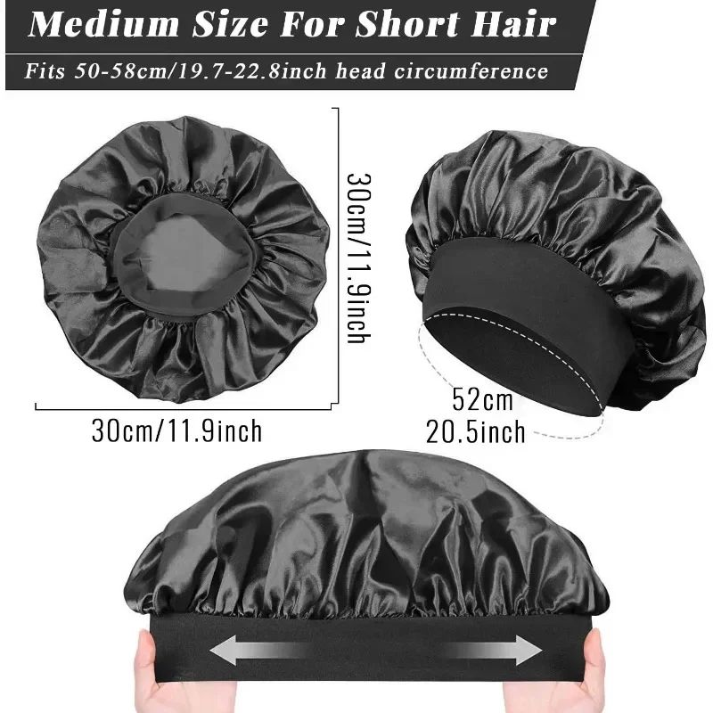 Soft Silk Satin Lined Bonnet, Large Satin Hair Bonnet for Sleeping, Shower Cap & Hair Wrap Cover for Long Hair, Salon