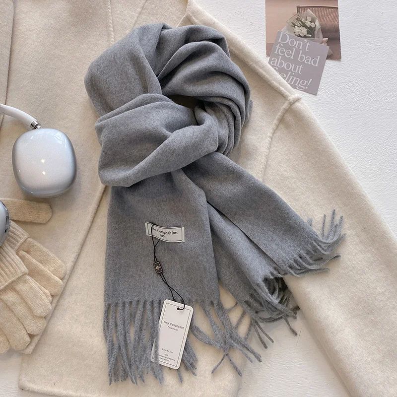 Luxury Winter Wool Blend Pashmina Scarf – Thick Cashmere-Feel Women's Shawl & Wrap 2024