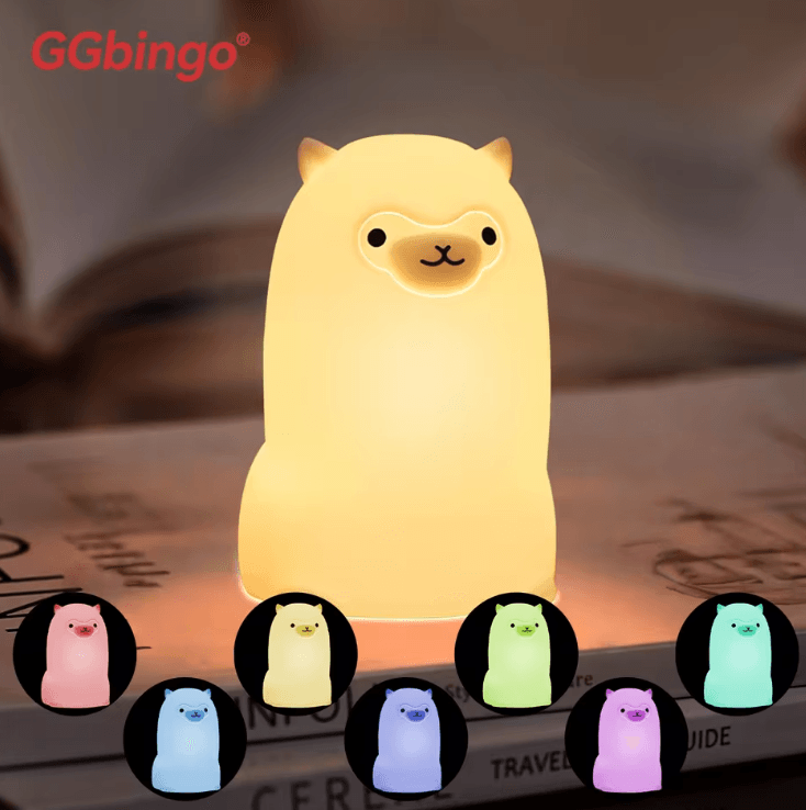 Cute Pear Duck Silicone Night Light – 7-Color Touch Dimmable USB Lamp
