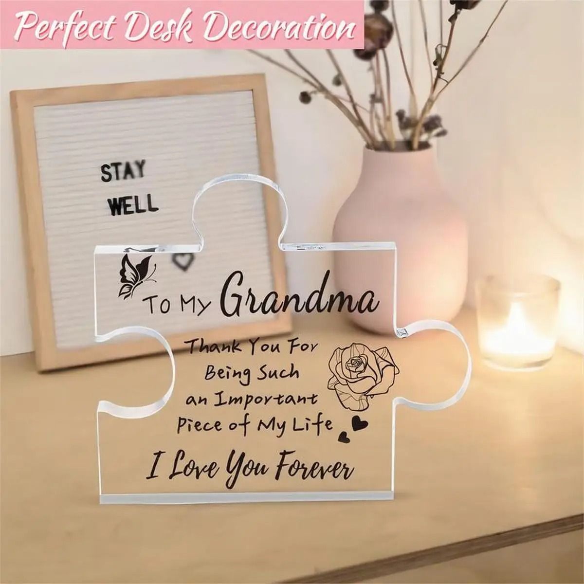 LovePiece Acrylic Grandma Puzzle Plaque Funny Birthday Keepsake Gift