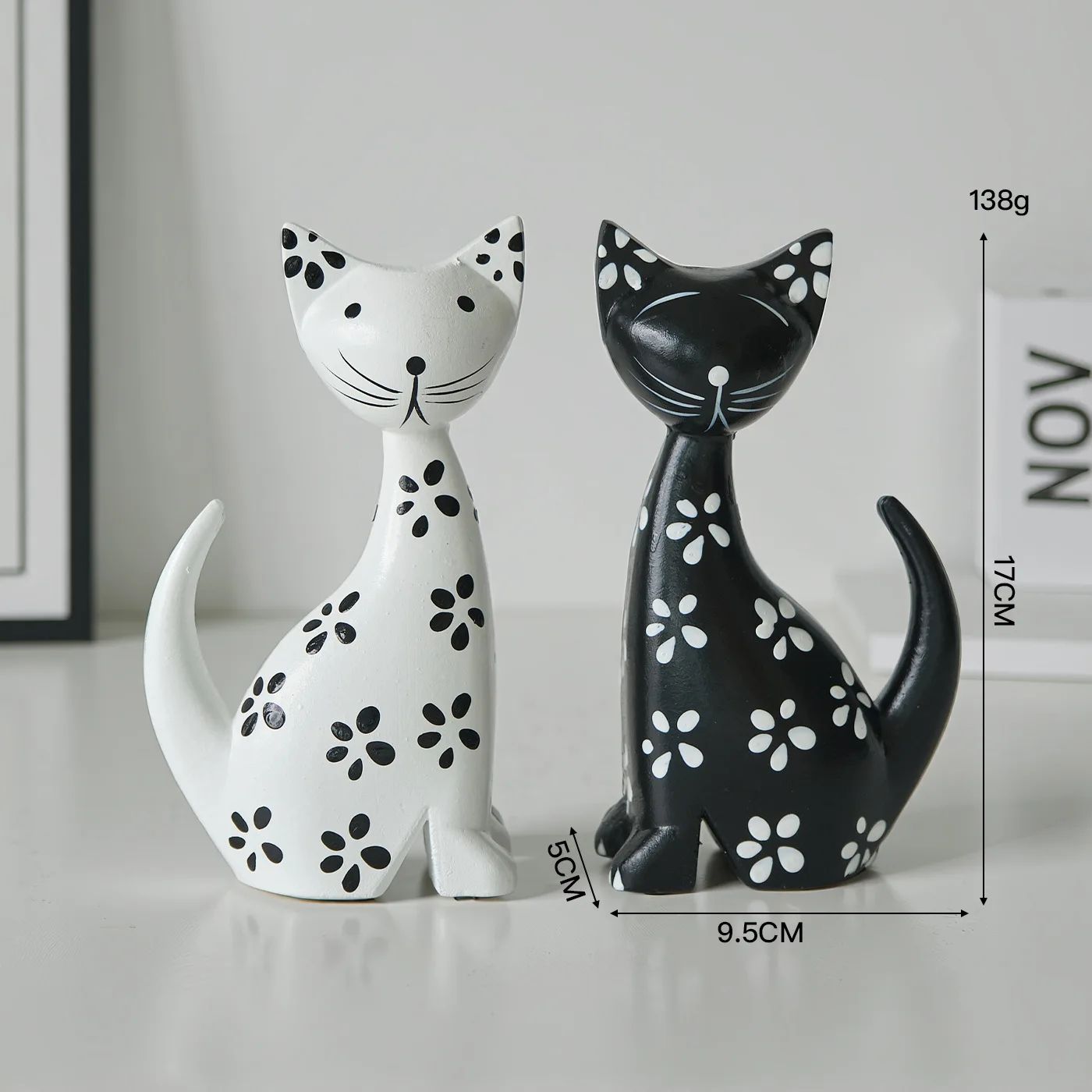 Black and White Couple Spotted Kitten Wooden Ornament