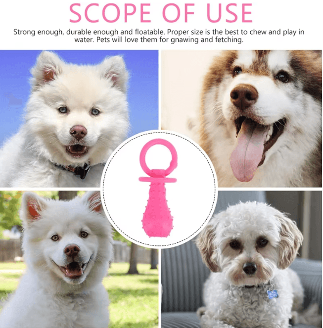 Rubber Pacifier Dog Chew Toy Interactive Teeth Cleaning Soother