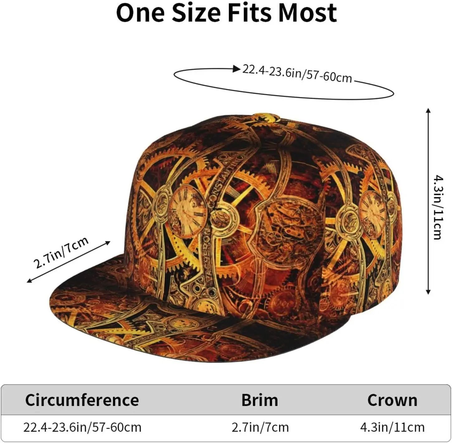 Vintage Steampunk Clock Trucker Hat – Retro Gear Print Steampunk Snapback Cap with Breathable Mesh