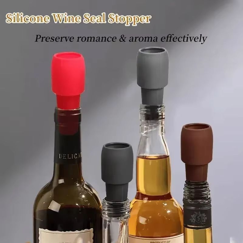 Universal Silicone Wine Bottle Stopper with Double Seal Leakproof Cap