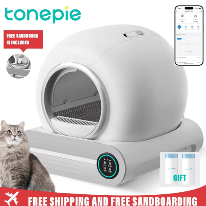 Tonepie 65L Automatic Cat Litter Box – Smart Self-Cleaning and Fully Enclosed Pet Toilet