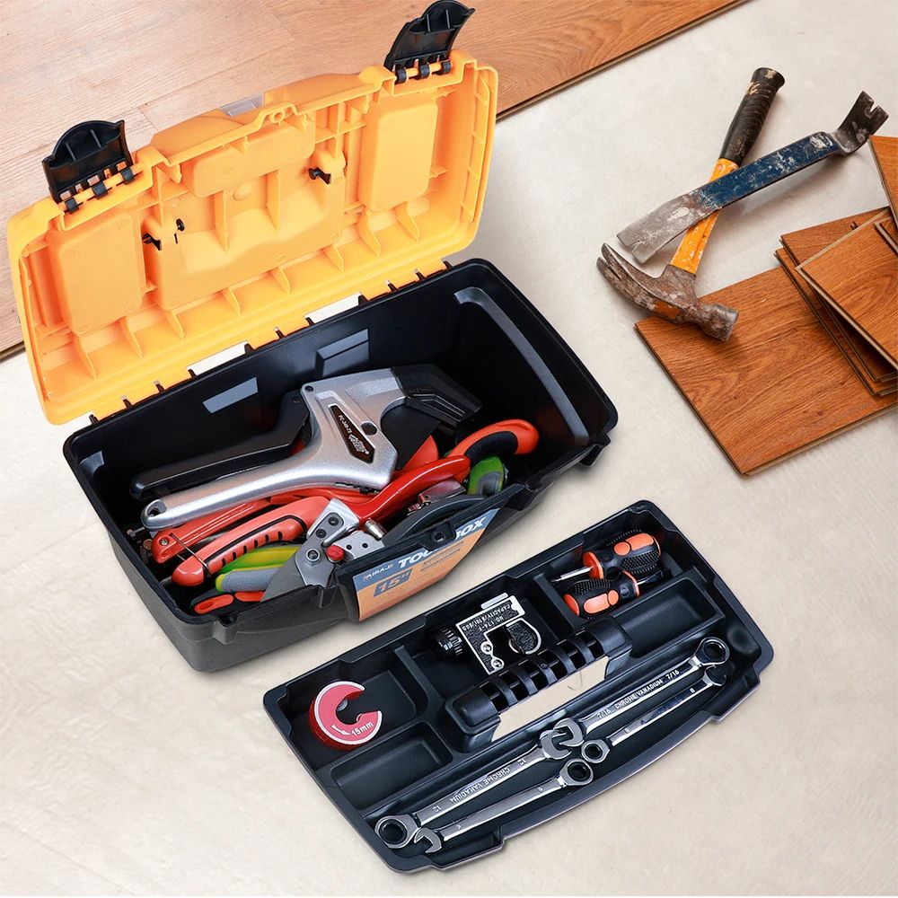AIRAJ Hardware Toolbox Set, Durable Plastic Thick Combination Suitcase for Electricians, Carpenters & Electric Drill