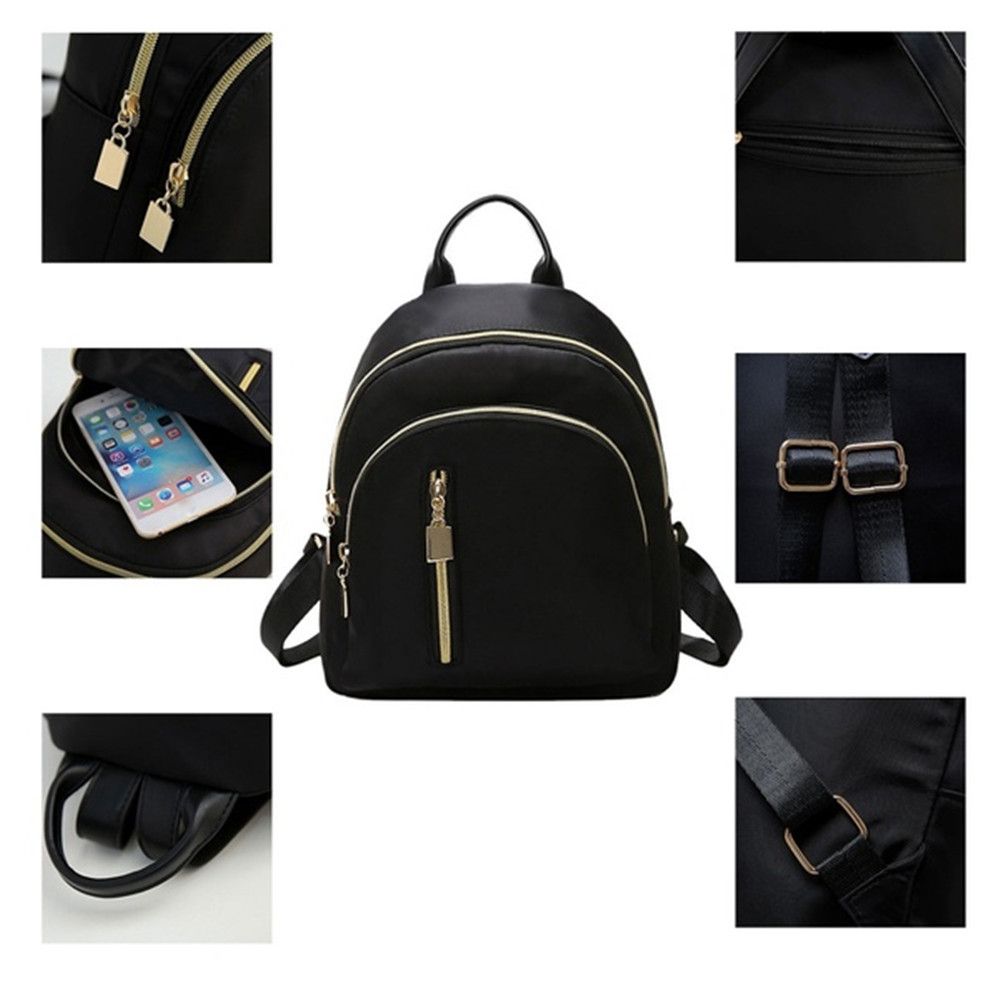 Fashion Oxford Mini Backpack, Women's Multi Function Daypack, Cute Travel Purse, Black Shoulder Bag for Men