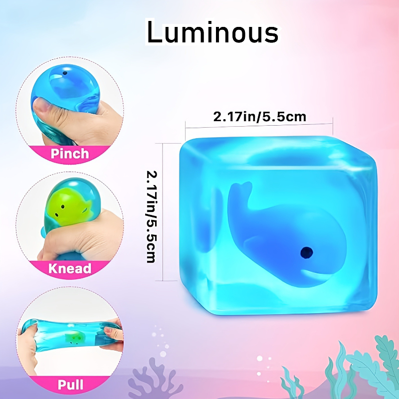 Super Soft Luminous Ice Cube Squeeze Toy Stress-Relieving Animal Fun