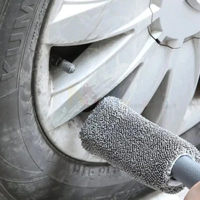 Microfiber Car Wheel Cleaning Brush – Soft Tire & Rim Wash Brush with Ergonomic Handle