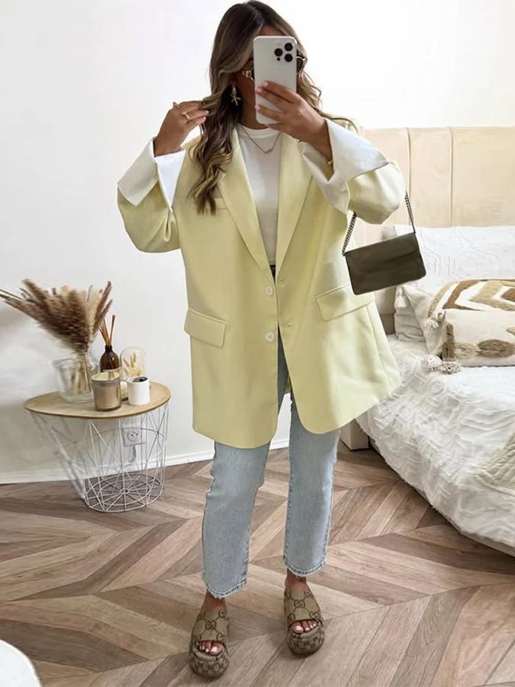 Womens Elegant Office Blazer | Premium 2025 Autumn Single Breasted Jacket & Professional Shoulder Pad Outwear