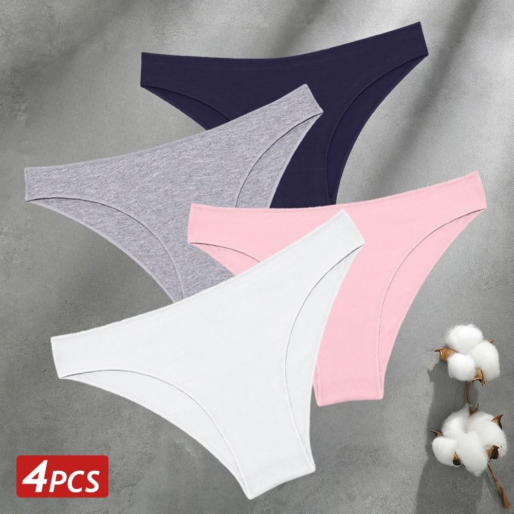Women Seamless Cotton Panties Set Breathable Low Waist Briefs