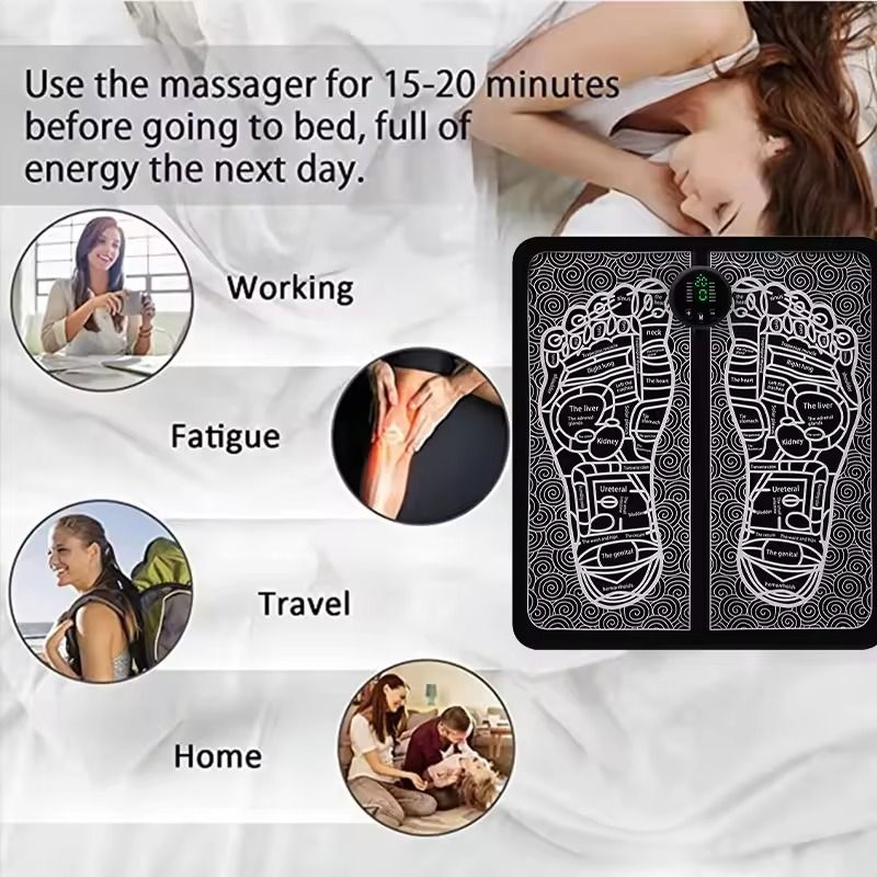 Smart EMS Foot Massager Pad with USB Rechargeable Pulse Therapy