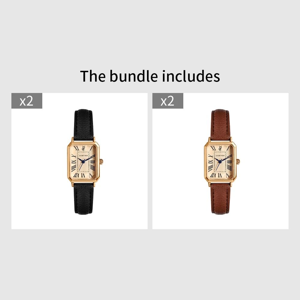 Women Retro Square Quartz Watch Leather Strap Casual Wristwatch