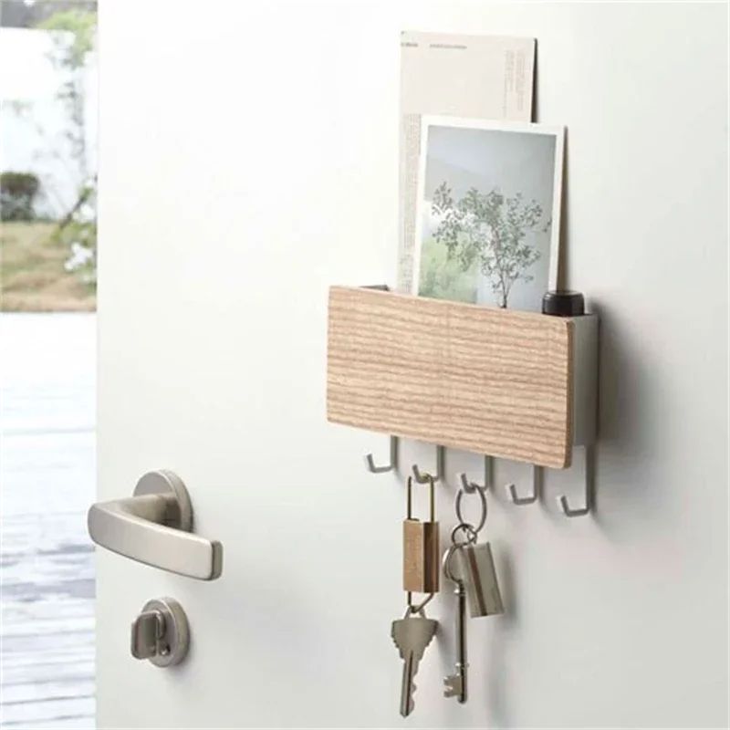 Wall Hanging Bamboo Key Holder, Stylish Coat Hooks & Organizer for Home Decoration
