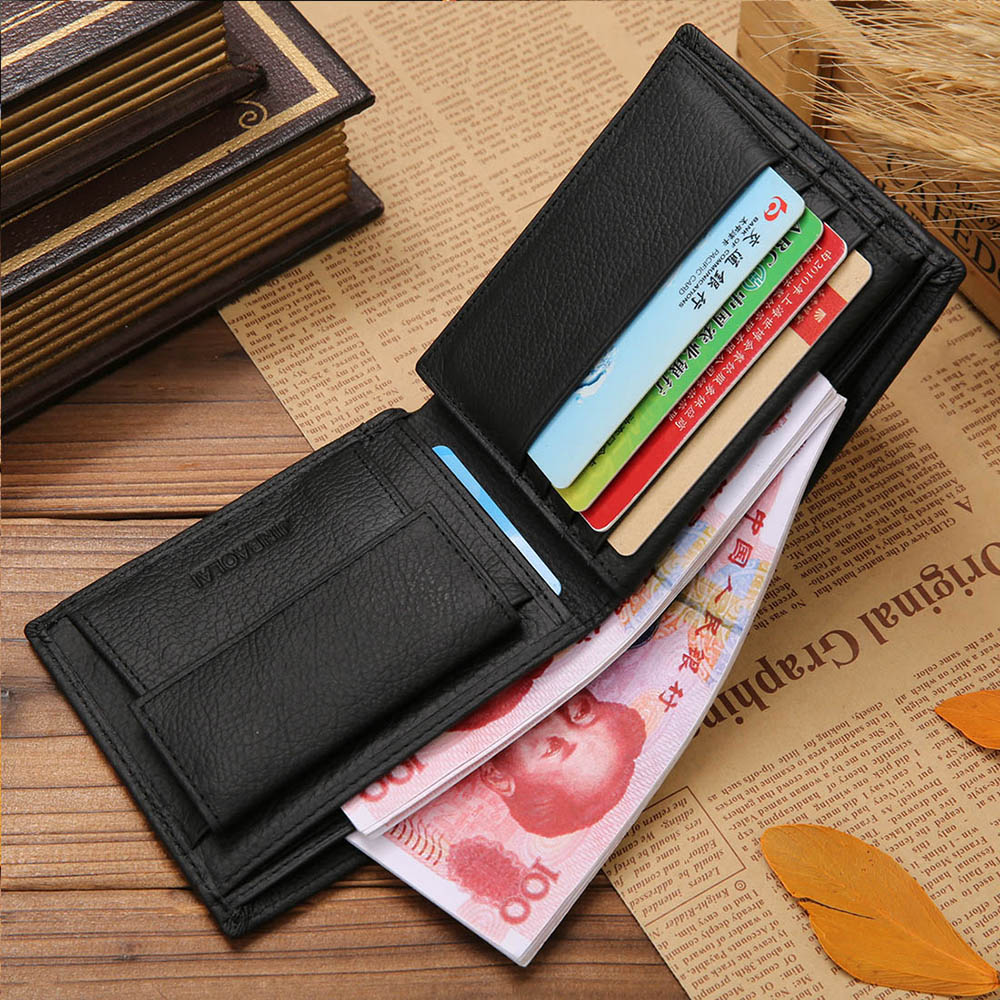Classic Genuine Leather Mens Wallet with Coin Pocket and Card Holder