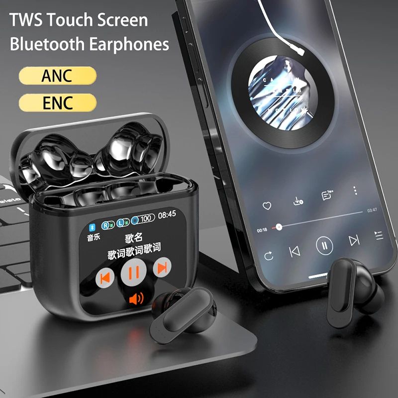 Smart Touch ANC Wireless Earbuds Bluetooth Noise Cancelling Headphones