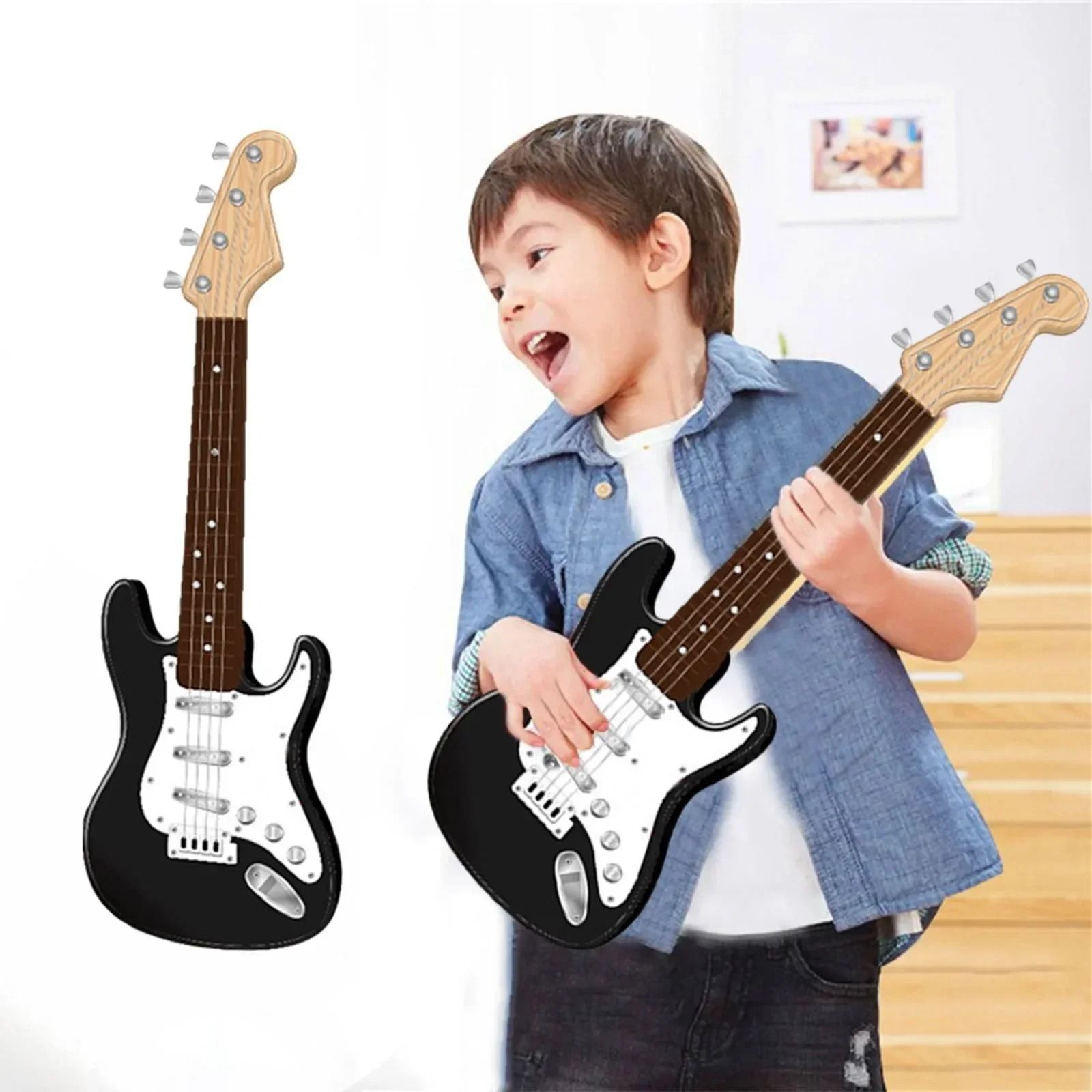 17-Inch Kids Electric Guitar Toy – Interactive Musical Instrument with LED Lights