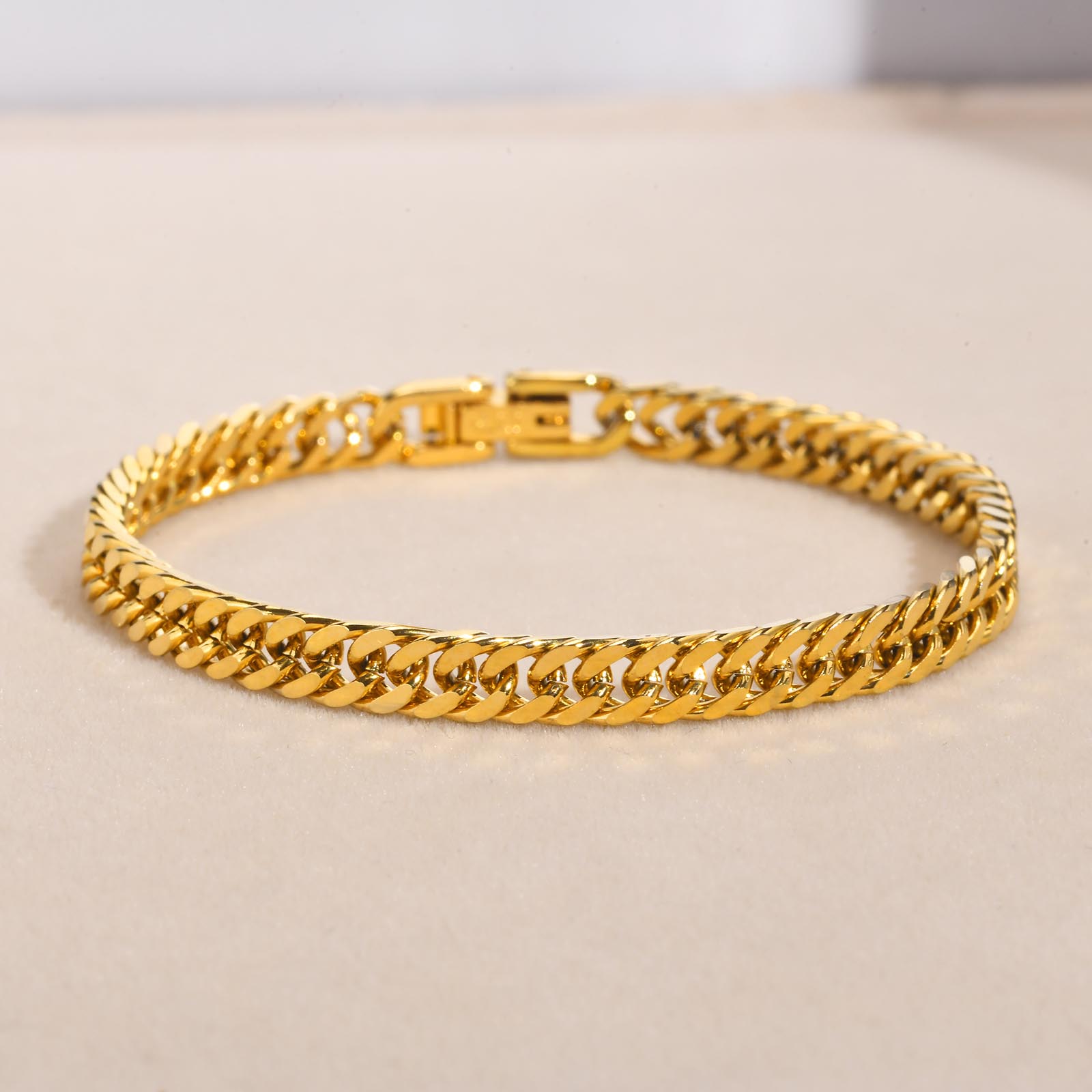 Fashion Jewelry Gifts, Gold Stainless Steel Cuban Link Chain Bracelet for Women