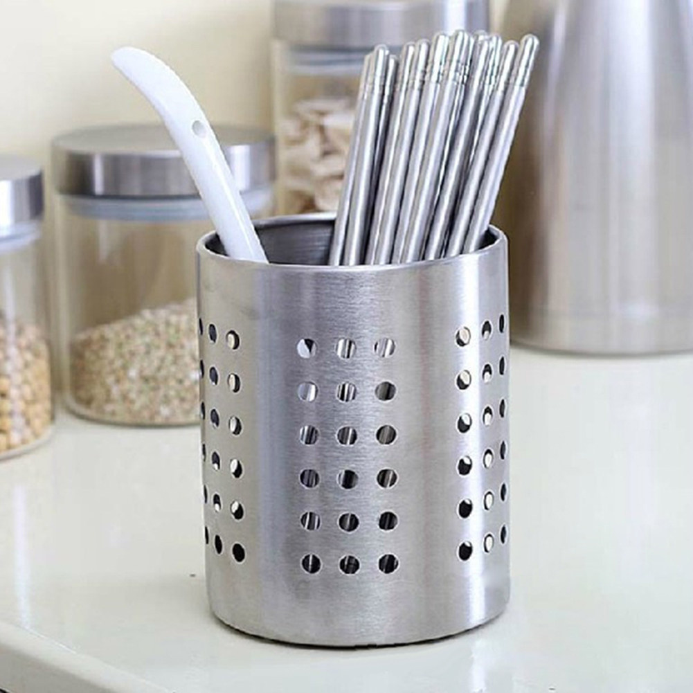 Stainless Steel Home Kitchen Appliance Holder Organizer Drainer, Spoon Fork Chopsticks Storage Basket Rack