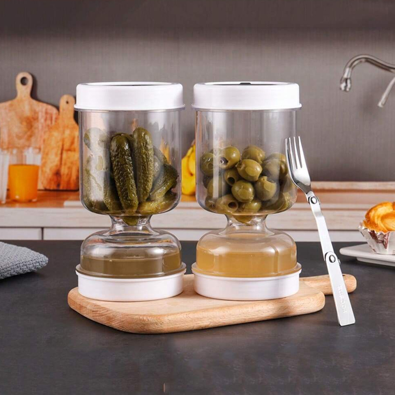 Pickles Jar Dry and Wet Dispenser, Food Bottle Storage, Kimchi Jar Fermentation Kit, Juice Separator Container