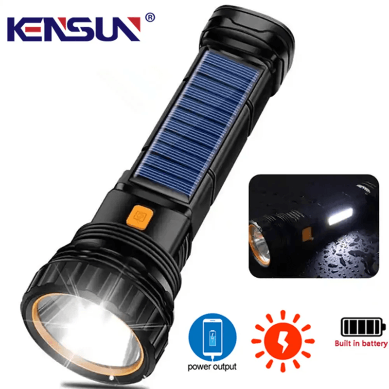 Multi Function Solar LED Flashlight with Power Bank and Emergency Torch