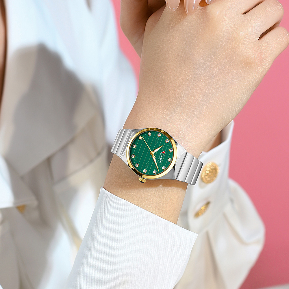 Women Luxury Stainless Steel Watch, Classic Round Dial Quartz, Stylish Business Wristwatches