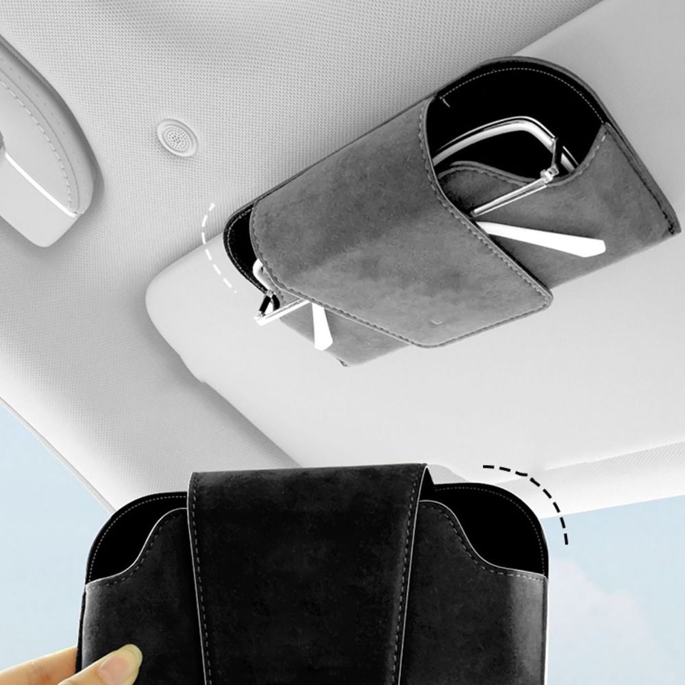 Cowhide Car Storage Box Multi-functional Sun Visor Glasses Holder Wear Resistant Auto Sunglasses Organizer for Car