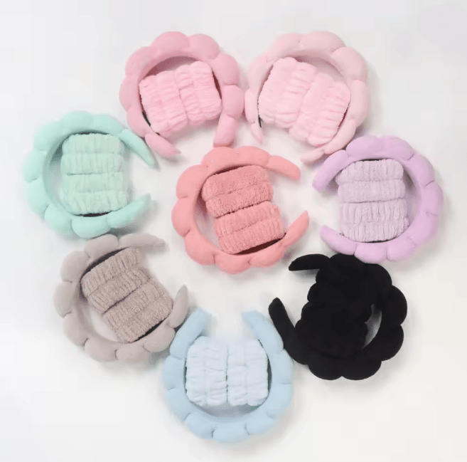 GlowSpa Microfiber Spa Headband And Wrist Wash Set