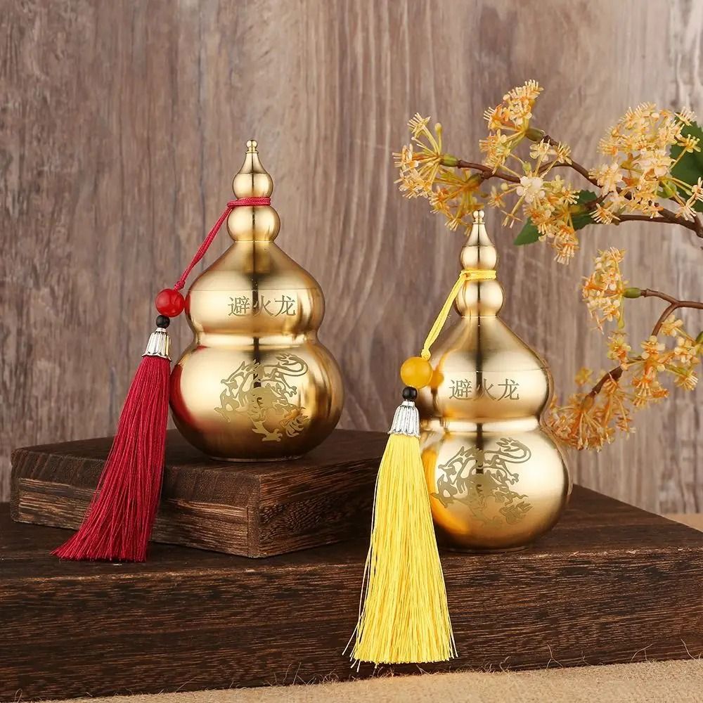 Feng Shui Brass Wu Lou Gourd | Fortune Protection Statue | Executive Desktop Prosperity & Sanctuary Decor