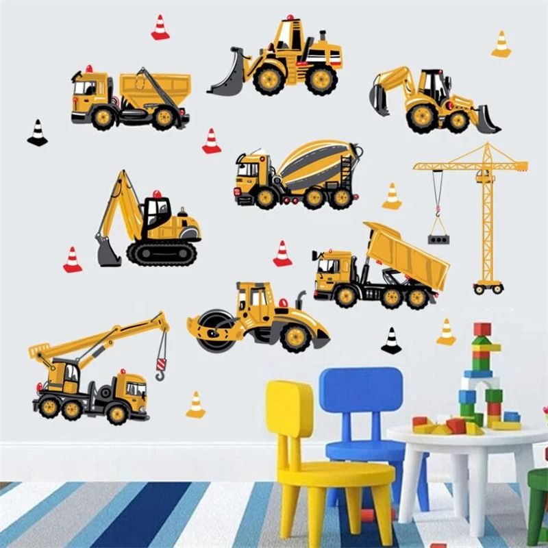 3D Cartoon Cars Breakthrough Wall Decal | Lightning McQueen Racing Mural | High-Fidelity Kid's Room & Playroom Art