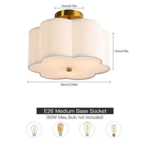 Flush Mount Pendant Lamp, Modern Ceiling Light, Drum Shade Chandelier