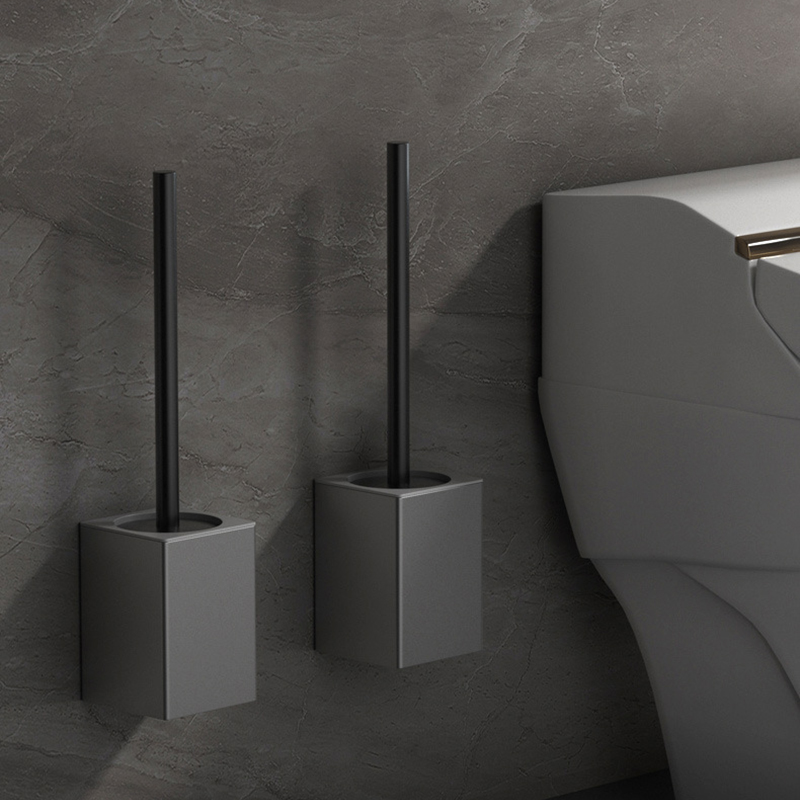 Toilet Brush Holder Wall-mounted No Drilling, Toilet Bowl Brush and Holder, Space Aluminum Bathroom Cleaning Tools