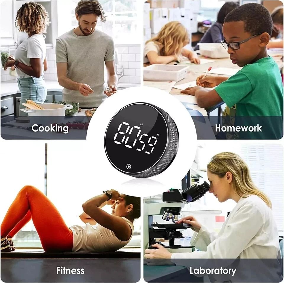 Large LCD Digital Kitchen Timer Loud Alarm, Magnetic Back, Countdown & Up Function