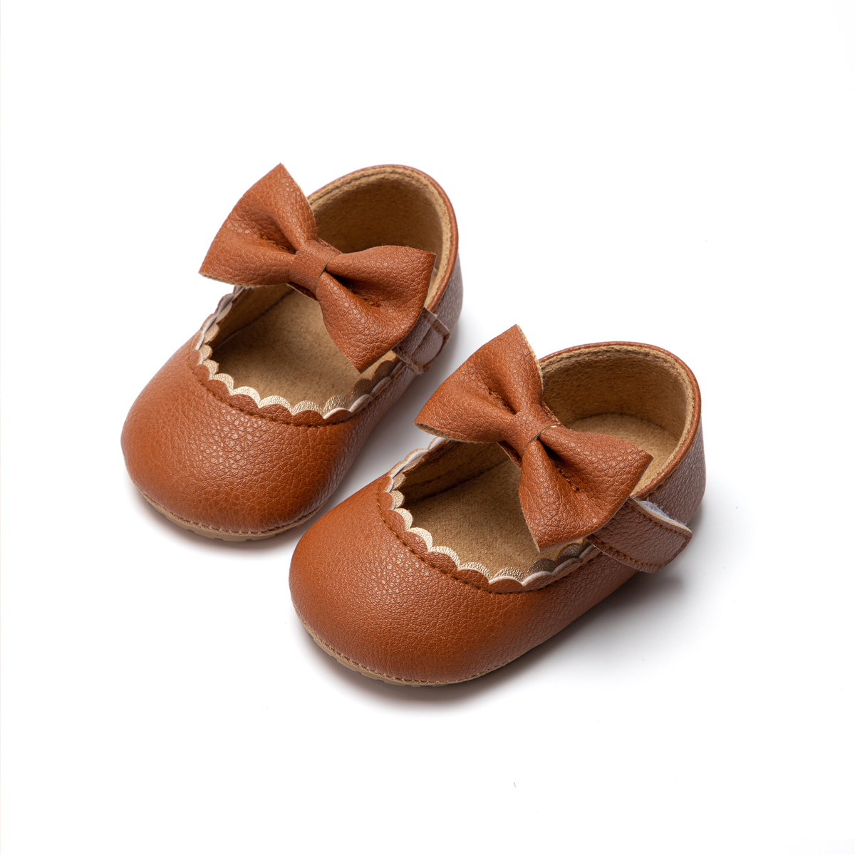 Infant Toddler Mary Janes, Baby Casual Shoes with Bowknot, Non-slip Rubber Soft-Sole PU First Walker Shoes