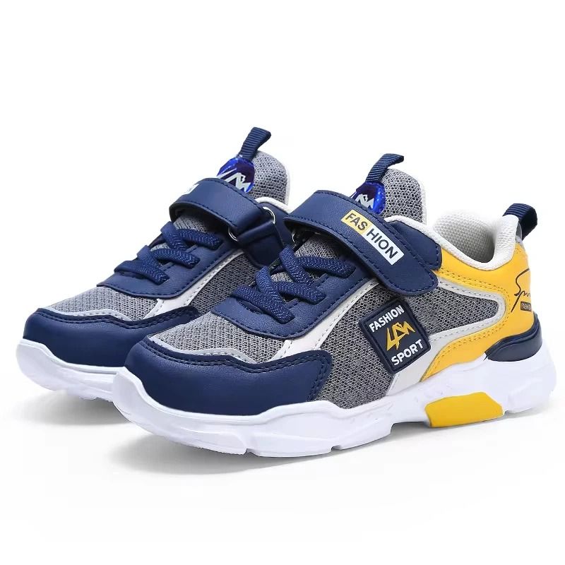Kids Sneakers Breathable Mesh Running Shoes with Hook and Loop Closure