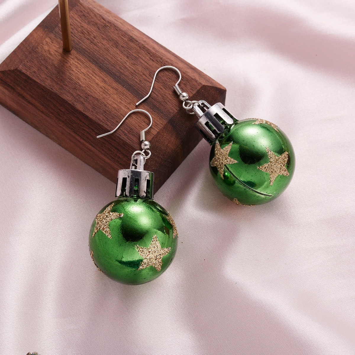 Bulb Drop Earrings Minimalist Round Ball, Christmas Resin Sequins Star Pattern, Jewelry Gift, Earring For Women Men