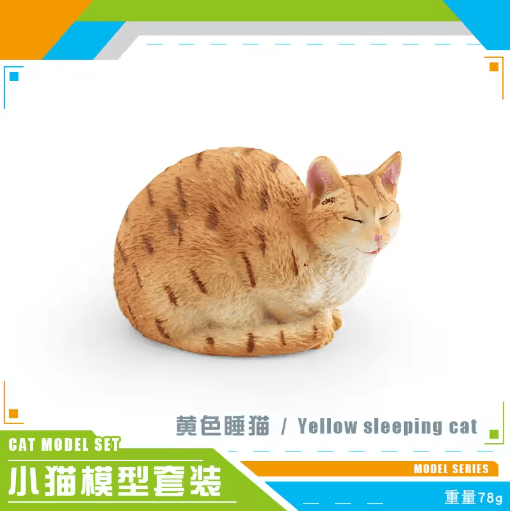 Sleeping Orange Cat Figurine Cute Mini Pet Desk Decor for Cozy Spaces
