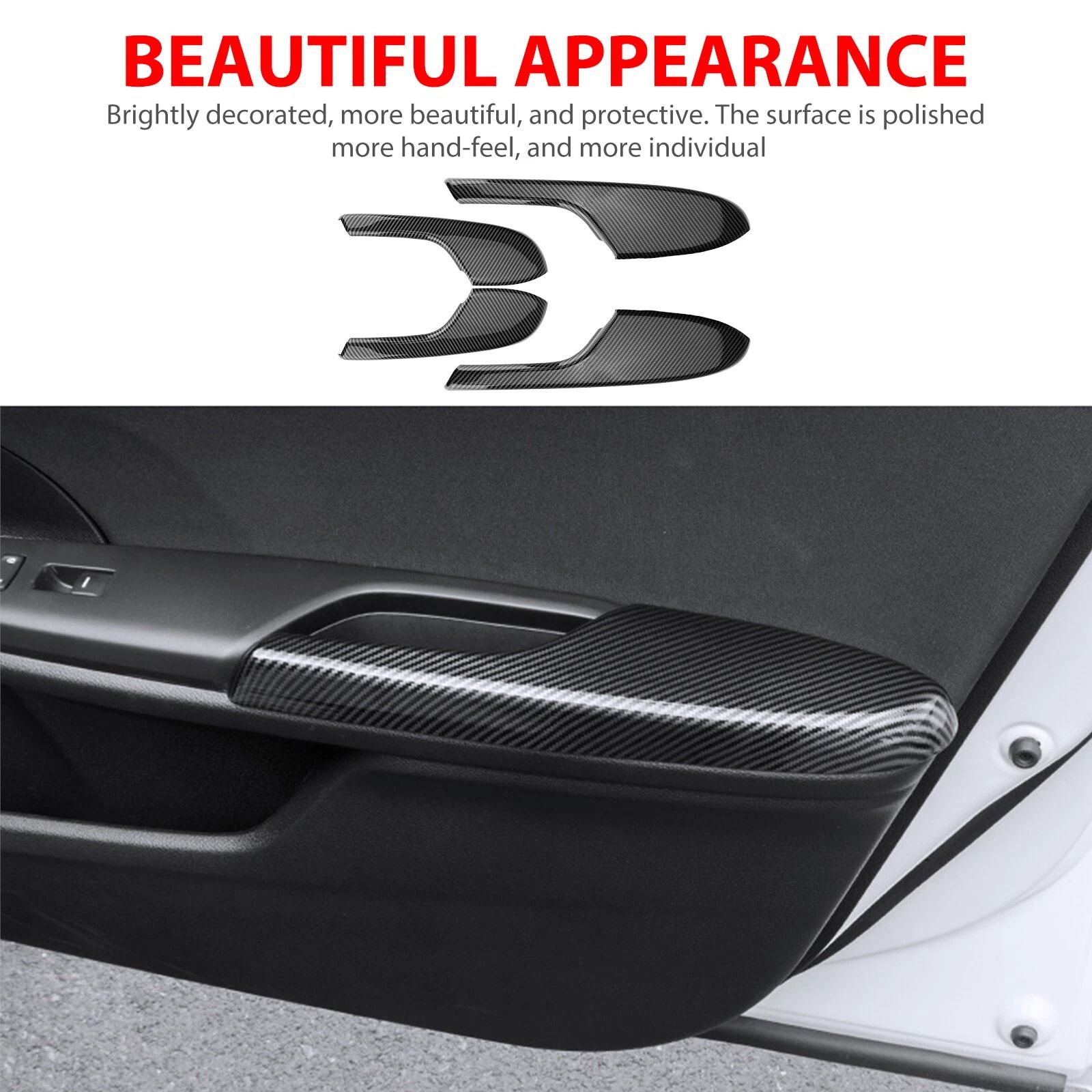 Carbon Fiber Interior Door Armrest Panel Trim Cover