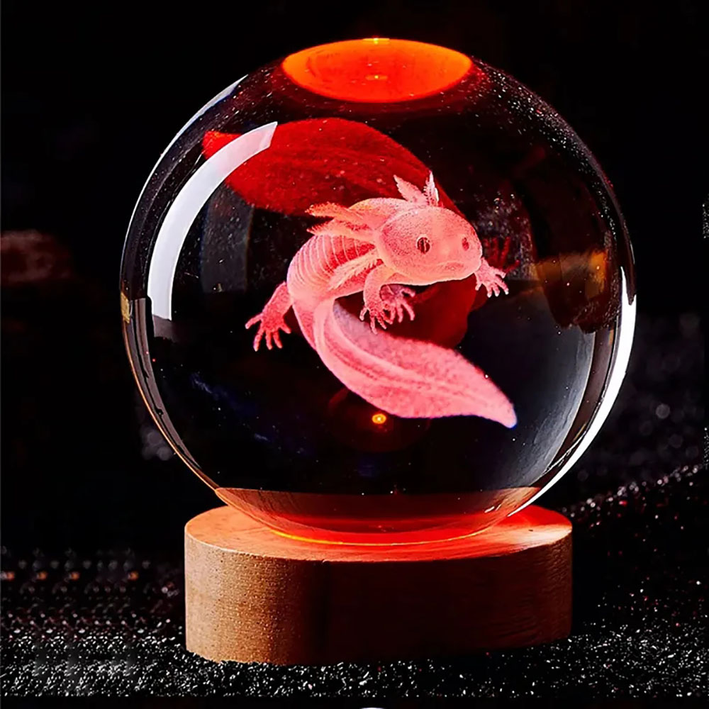3D Crystal Ball Laser Engraved Night Light, Coloured LED Gift for Girlfriend, Wife, Classmate, Children, Birthday Home